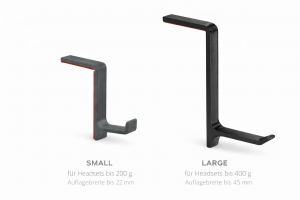 Monitor-Headsethalter Small vs Large Größenvergleich