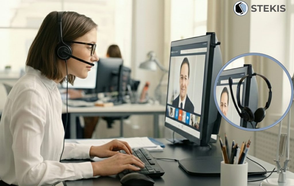 STEKIS Headset Halter Monitor Bildschirm Clean Desk